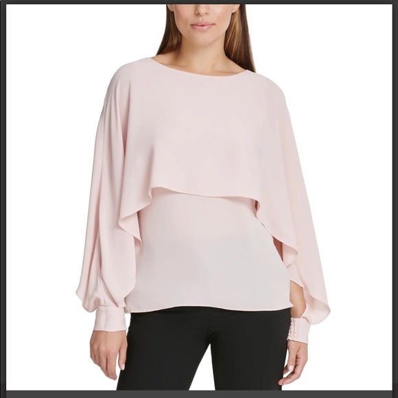 Dkny Tops - DKNY Moda Tropica Cape Style Top Pink S